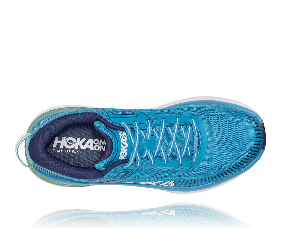 Chaussure Running Hoka One One Bondi 7 Homme - Bleu/Blanche - GWN-670924